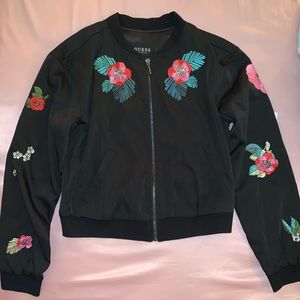 GUESS Pranne Embroidered Satin Bomber Jacket